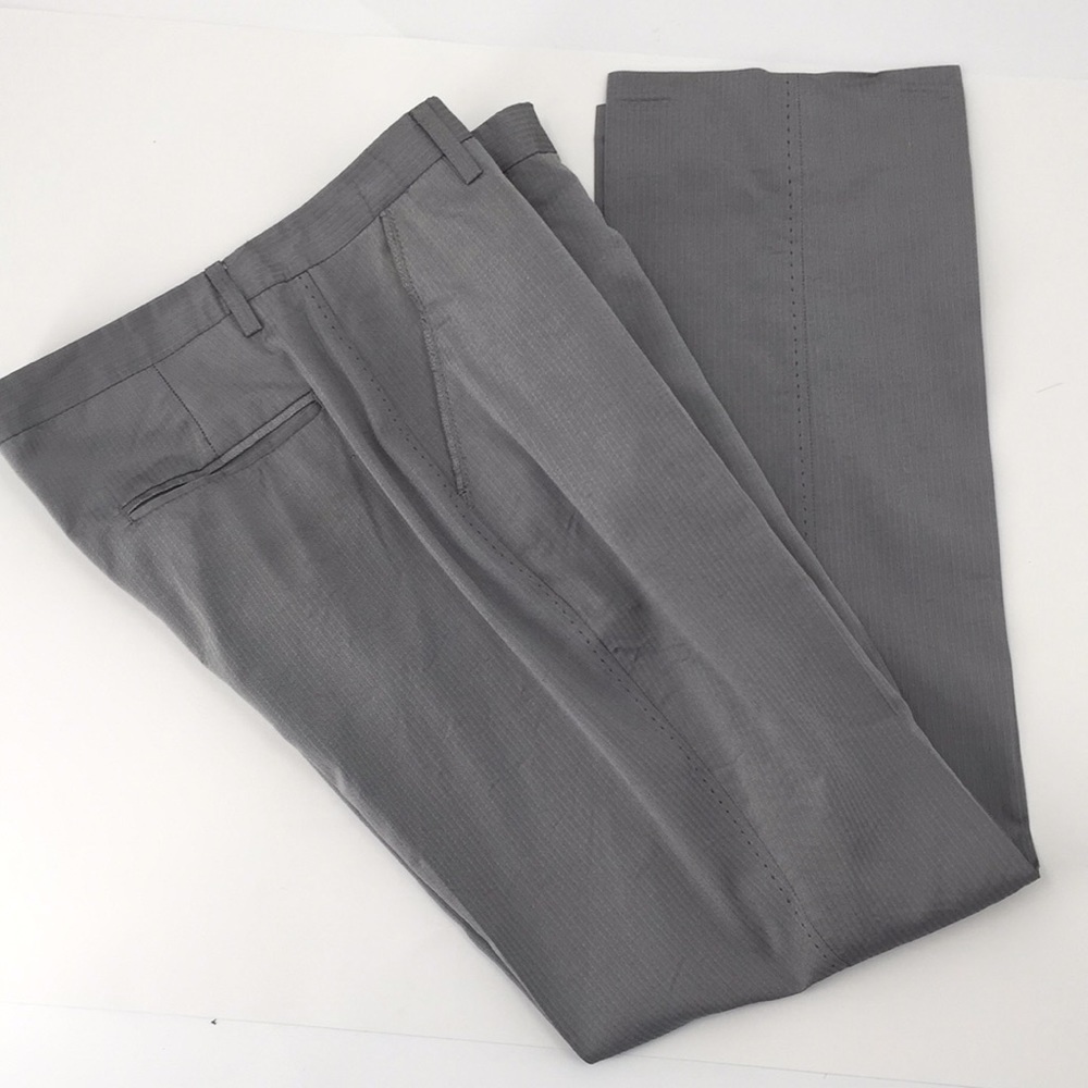 TED Baker London Grey Dress Pants Trousers Side Stitching Shadow stripe 32L